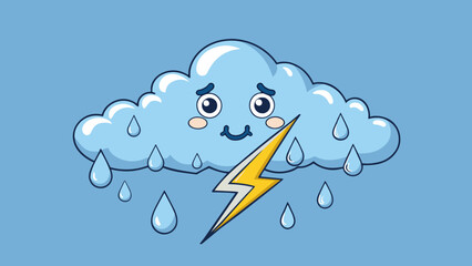 Poster - The first drops of rain falling from a cloud signaling the start of a refreshing summer storm.. Cartoon Vector.