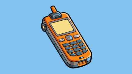 Poster - The fourth cellphone is a rugged and waterproof device with a rubber exterior for extra durability. It has a small screen and large buttons making it. Cartoon Vector.