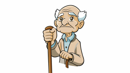 Poster - The fourth hand is marked with age its skin thin and wrinkled. It trembles slightly as it grips onto a cane for support but still maintains a certain. Cartoon Vector.