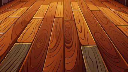 Poster - The floor is made of dark polished wood giving off a rich and luxurious feel. The wood grain is visible adding texture to the room.. Cartoon Vector.