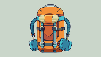 Poster - The hiking backpack should include padded shoulder ss multiple compartments for storage and a builtin hydration system.. Cartoon Vector.
