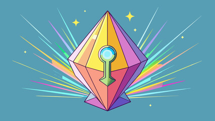 Poster - The mysterious crystal was said to possess unbelievable powers. When p in the sunlight it emitted a dazzling rainbow of colors and when held it seemed. Cartoon Vector.
