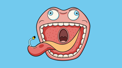 Aufkleber - The mouth is like a gateway to the body with a curved shape and a smooth surface. It has a small opening at the back known as the throat which leads. Cartoon Vector.