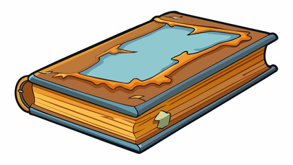 Poster - The old books spine tends to crack and peel with its once glossy cover now worn and faded giving it a wellloved appearance.. Cartoon Vector.