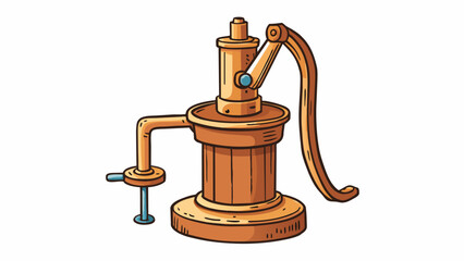 Poster - The old rusty handcranked water pump may have been small in size but its ability to draw up gallons of water from deep underground was a testament to. Cartoon Vector.
