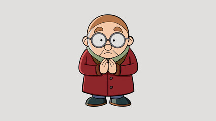 Poster - The other had a timid demeanor with hunched shoulders and fidgety hands. Their glasses were large and round giving them a scholarly appearance.. Cartoon Vector.