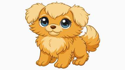Poster - The puppy was small and fluffy with soft golden fur and floppy ears. Its wide innocent eyes were framed by long lashes giving it an adorable. Cartoon Vector.