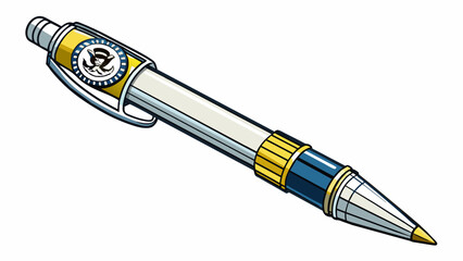 Poster - The presidents signature pen crafted from polished steel and adorned with the official seal of the United States was used to sign important documents. Cartoon Vector.