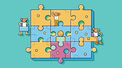 Poster - The puzzle was proving to be quite difficult with its small intricate pieces that required a keen eye and steady hands to piece together into a. Cartoon Vector.