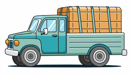 Poster - The primary responsibility is driving a company truck on various terrains equipped with sy tires and a durable cargo bed for safely transporting. Cartoon Vector.