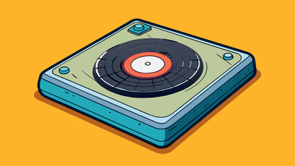 Poster - The record was a square sheet of metal with raised bumps in a pattern on its surface. It was inserted into a machine and used to store and play back a. Cartoon Vector.