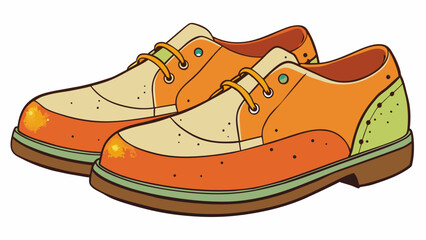 Poster - The second deal is a pair of shoes at a thrift shop. The shoes are gently used with some scuff marks on the soles and have a classic style with laces.. Cartoon Vector.