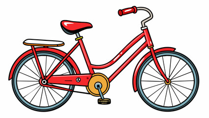 Aufkleber - The secondhand bicycle had a bright red frame and squeaky brakes with a slightly crooked handlebar and a worn seat that showed it had been ridden for. Cartoon Vector.