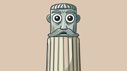 Poster - The sculpture stood tall and regal with intricate details carved into every inch of its marble surface. Its eyes seemed to follow the viewer capturing. Cartoon Vector.