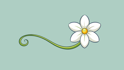 Aufkleber - The shall is a delicate white flower with five petals that curl elegantly towards the center. Its stem is long and slender and the flower emits a. Cartoon Vector.