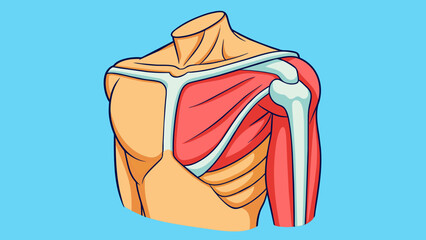 Aufkleber - The shoulder is covered by a layer of soft tissue including the deltoid muscle giving it a smooth appearance and providing protection to the bones and. Cartoon Vector.
