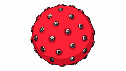 Fototapete - The sphere was made of a soft squishy material that bounced with every touch. It was bright red in color and had small black bumps covering its entire. Cartoon Vector.