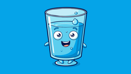 Poster - The state of a glass of water changes from liquid to solid when p in a freezer. The clear liquid transforms into a solid block of ice still keeping. Cartoon Vector.