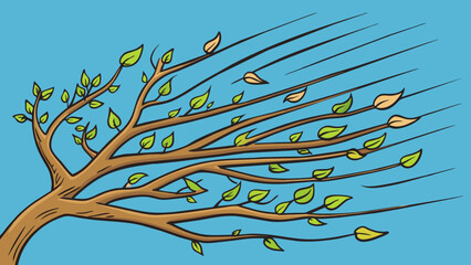Poster - The tree branches rustled in the wind due to their flexibility. The long thin branches were able to sway without breaking allowing the tree to. Cartoon Vector.