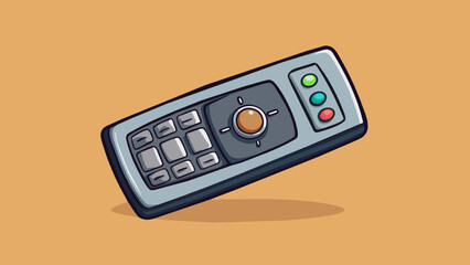 Poster - The TV screen flickers and fades to black as the remotes off button is pressed. The sleek black remote slips easily into the palm of the hand its. Cartoon Vector.