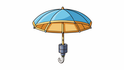Poster - The umbrella function is characterized by its ability to protect from rain or sunlight. The object has a collapsible circular canopy made of. Cartoon Vector.