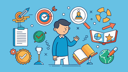 Poster - The trial and error approach involves trying out different ods and techniques until finding the most effective one. It often involves making mistakes. Cartoon Vector.