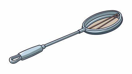 Poster - The utensil was a round metal object with four prongs at one end and a curved handle at the other. It was used for scooping and lifting food and had a. Cartoon Vector.