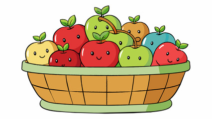 Poster - Think of a basket filled with different types of apples. The mean would be the apple that represents the average of all the different varieties in. Cartoon Vector.