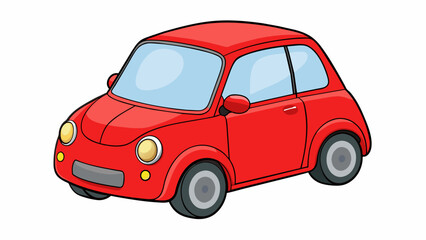 Poster - This compact car has a rectangular shape with four evenlysized wheels and a boxy . The body is a bright red color with a matte finish and the. Cartoon Vector.
