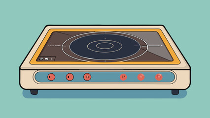 Aufkleber - This modern induction cooker has a futuristic design with a sleek allglass surface. The burner zones are indicated by circles on the glass and the. Cartoon Vector.