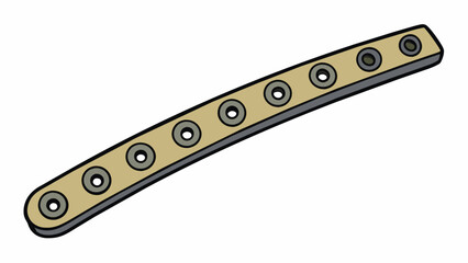 Poster - This part was long and thin with a curved edge and a matte black finish. It had several small circular holes evenly spaced along its surface and felt. Cartoon Vector.