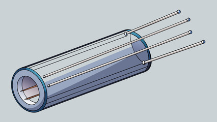 Poster - This object had a tall cylindrical shape and was made of a reflective metal material. There were three long thin tubes sticking out from its sides and. Cartoon Vector.