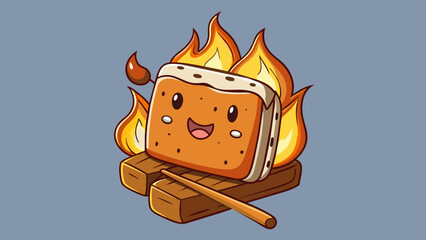 Poster - Toasted marshmallows a popular campfire treat are small cylindrical and fluffy. They have a toasted brown exterior and a gooey meltinyourmouth center.. Cartoon Vector.
