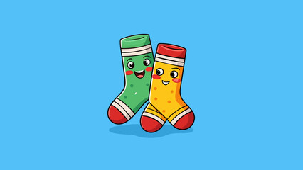 Wall Mural - We are like a pair of socks perfectly matched and always together. Though we may be different in style and design we work together to keep each other. Cartoon Vector.