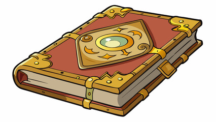 Aufkleber - Upon closer inspection the old book revealed intricate gold engravings and a musty wellworn cover.. Cartoon Vector.