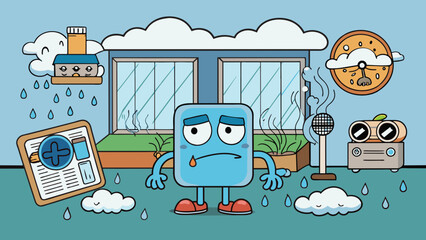 Poster - When air is humid it can feel heavy and damp making everything seem a bit stickier.. Cartoon Vector.