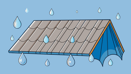 Aufkleber - Water droplets hit against a metal roof producing a rhythmic pattering sound. The drops vary in size creating a dynamic and soothing melody.. Cartoon Vector.
