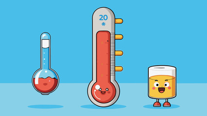 Aufkleber - Whether a liquid is hot or cold can be determined by carefully touching it. If the liquid feels cold it is likely chilled whereas if it feels warm it. Cartoon Vector.