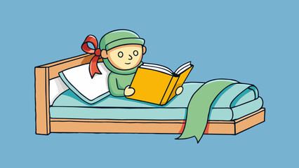 Aufkleber - While reading in bed I noticed my trusty bookmark a simple piece of ribbon with frayed ends marking my place in the book.. Cartoon Vector.