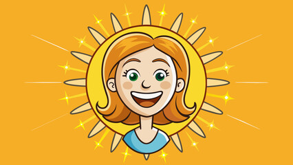 Poster - With a heart as bright as the sun the wifes positivity and optimism were infectious. She radiated warmth and joy wherever she went and her smile could. Cartoon Vector.