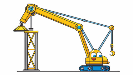 Poster - With his tall slender frame and bright yellow coat Jack was a familiar sight on the construction site. He had a long extendable arm and a sy base that. Cartoon Vector.