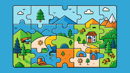 Canvas Print - You wont be able to finish the puzzle unless you have all the pieces. The puzzle is a 500piece landscape scene. It has various colors and shapes of. Cartoon Vector.