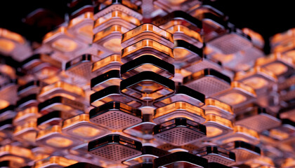 Abstract high-tech background with metal square blocks