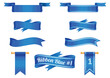 © Nataliia - Vector ribbon in blue for decoration of holidays, cards, greetings, icons. Realistic set of blue ribbons, vector image. Many options for vintage ribbons for the decoration of the background, banner.