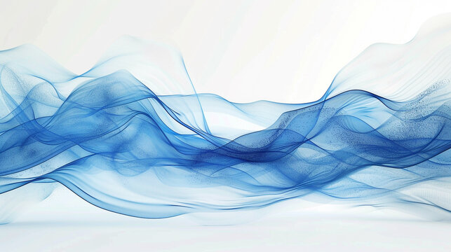 abstract blue waves on white background.