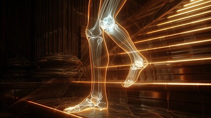 Wall Mural -  3D X-ray rendering of the knee joint while climbing stairs