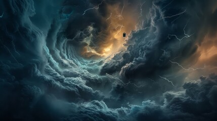 Wall Mural - Dramatic lightning storm clouds for nature or weather themed designs