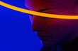 © Marcos Osorio/Stocksy - Anonymous person with neon tube over eyes