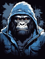 Wall Mural - t-shirt design, simple, clean graphic design of a cute animal for a T-shirt, no background, vector, (gorilla)