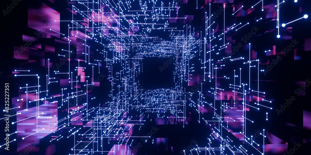 Sci-fi looping animation of futuristic background with lines and dots ...
